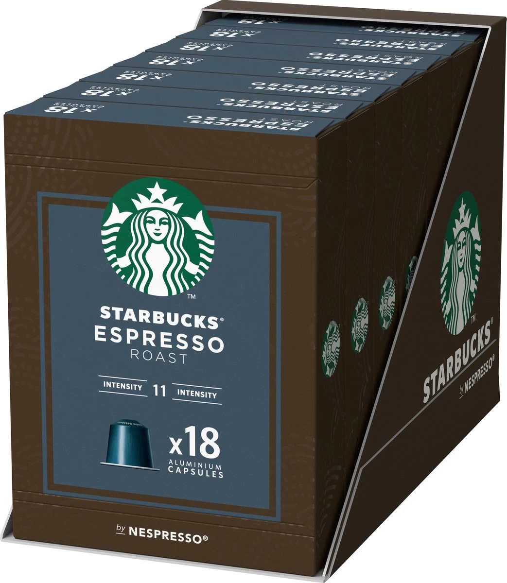 Starbucks By Nespresso Capsules Espresso Roast - 7 Doosjes à 18 Koffiecups 3 Starbucks By Nespresso Capsules Espresso Roast - 7 Doosjes à 18 Koffiecups