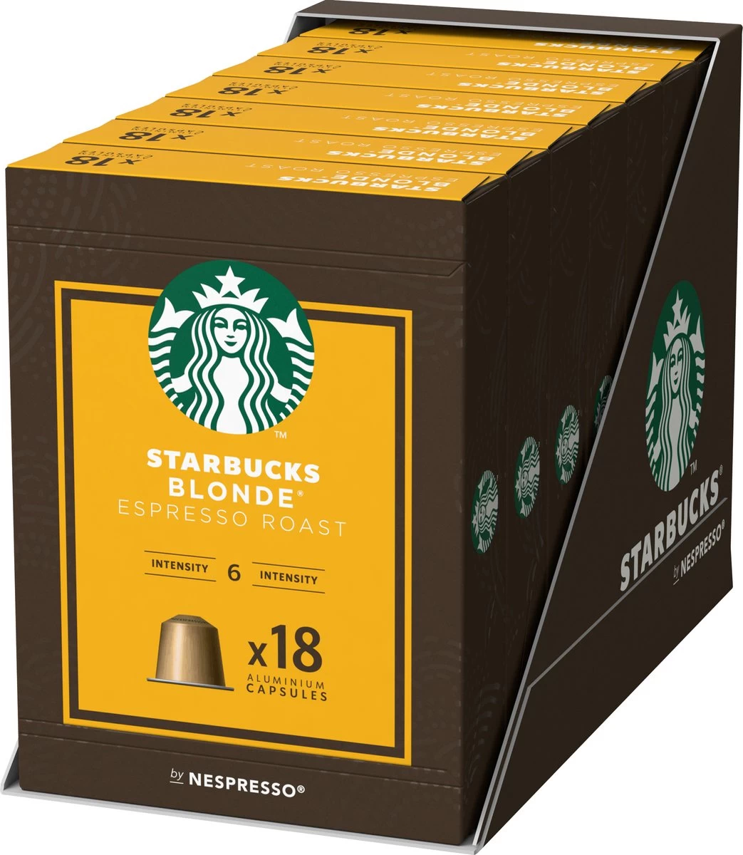 Starbucks By Nespresso Capsules Blonde Espresso Roast - 7 Doosjes à 18 Koffiecups 3 Starbucks By Nespresso Capsules Blonde Espresso Roast - 7 Doosjes à 18 Koffiecups