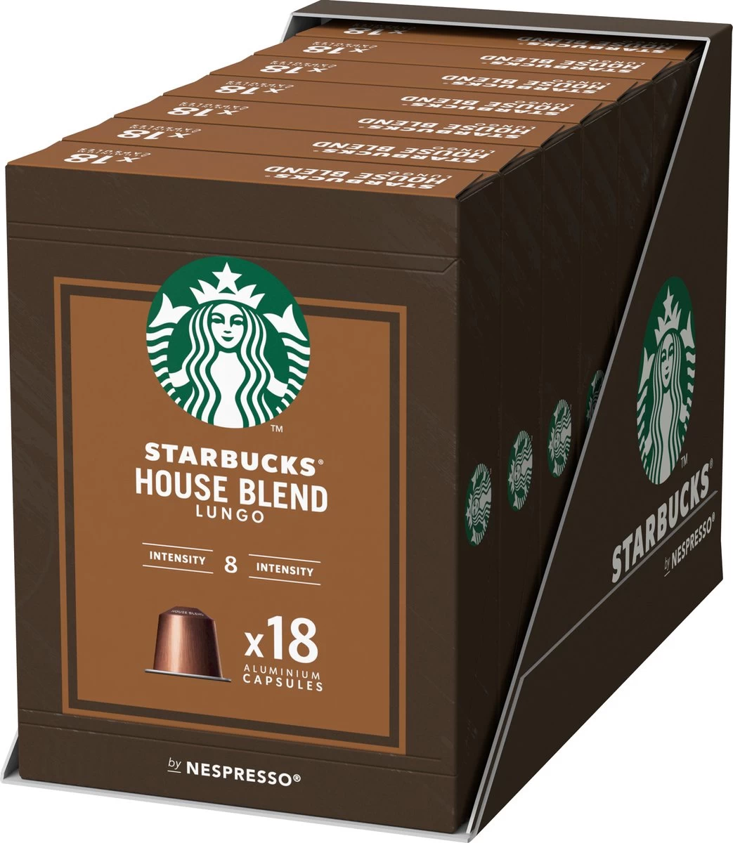 Starbucks By Nespresso Capsules Medium House Blend - 7 Doosjes à 18 Koffiecups 3 Starbucks By Nespresso Capsules Medium House Blend - 7 Doosjes à 18 Koffiecups