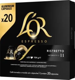 L'OR Espresso Ristretto Koffiecups - Intensiteit 11/12 - 10 X 20 Capsules -Koffie Kunst 1128x1200