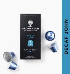 Aroma Club - Nespresso Compatible Capsules (120 St.) - No. 5 Decaf John - Intensiteit 3/5 - Decaf - 100% Aluminium Koffiecups -Koffie Kunst 1149x1200