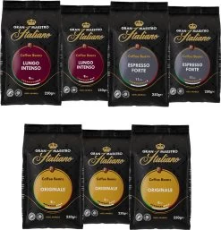 Gran Maestro Italiano - Koffiebonen - Proefpakket - Bonen Voor Espresso - Bonen Voor Lungo - Arabica - 7 X 250g
