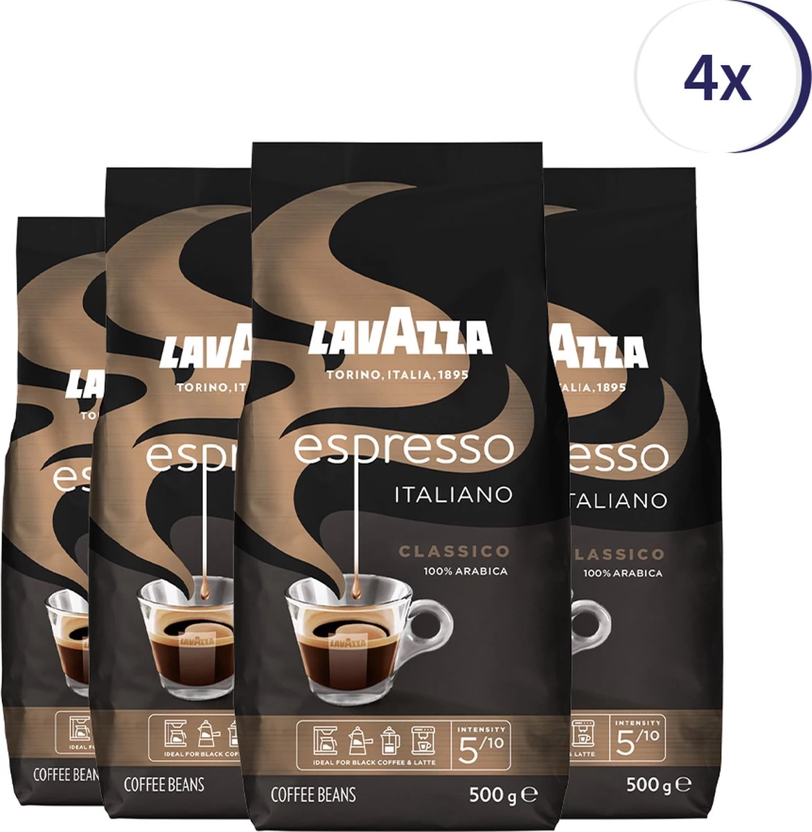 Lavazza Espresso Italiano Classico Koffiebonen - 500 Gram X4 3 Lavazza Espresso Italiano Classico Koffiebonen - 500 Gram X4