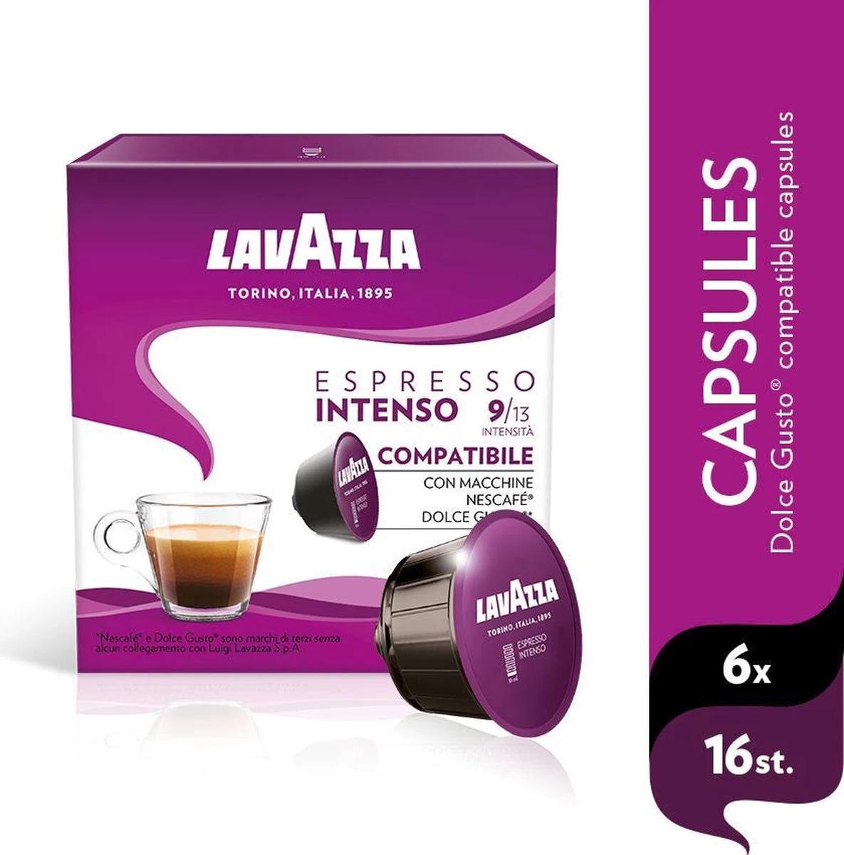 Lavazza Espresso Intenso Capsules - Geschikt Voor Dolce Gusto Apparaat - 6 X 16 Stuks 3 Lavazza Espresso Intenso Capsules - Geschikt Voor Dolce Gusto Apparaat - 6 X 16 Stuks
