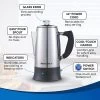 12-Cup Electric Coffee Percolator Clear Brew Progress Knob -Koffie Kunst 12 Cup Electric Coffee Percolator Clear Brew Progress Knob Cool Touch Handle Cord