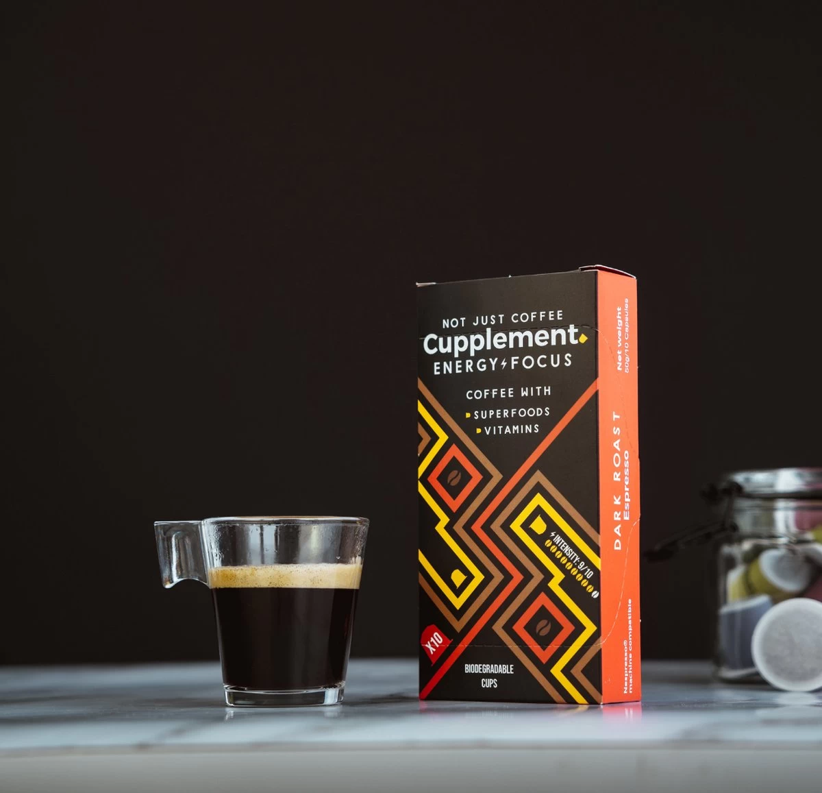 Cupplement Energy/Focus Blend Dark Roast Espresso - 10 Nespresso Koffiecups - Koffie Met Vitamines, Extra Cafeïne En Superfoods - Duurzame Biologische Afbreekbare Koffie Capsules 6 Cupplement Energy/Focus Blend Dark Roast Espresso - 10 Nespresso Koffiecups - Koffie Met Vitamines, Extra Cafeïne En Superfoods - Duurzame Biologische Afbreekbare Koffie Capsules - Afbeelding 4