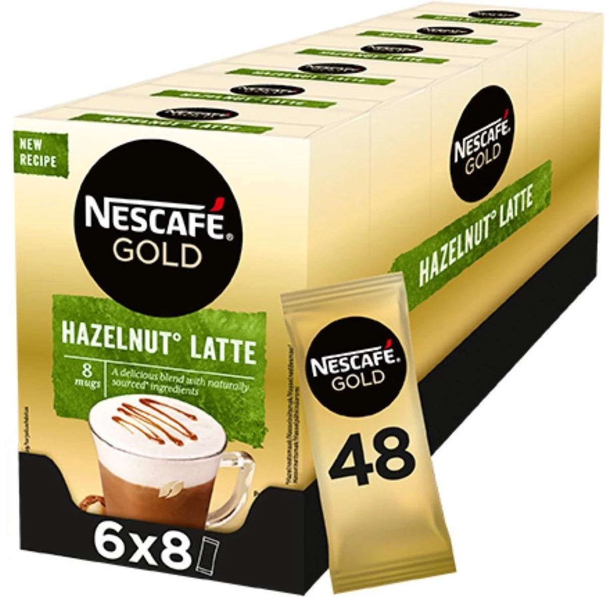 Nescafé Gold Hazelnoot Latte Oploskoffie - 6 Doosjes à 8 Zakjes 3 Nescafé Gold Hazelnoot Latte Oploskoffie - 6 Doosjes à 8 Zakjes