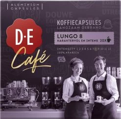 Douwe Egberts D.E Café Lungo Koffiecups - Intesiteit 8/12 - 10 X 20 Capsules -Koffie Kunst 1200x1185