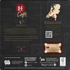 Douwe Egberts D.E Café Espresso Koffiecups - Intensiteit 9/12 - 10 X 20 Capsules 12 Douwe Egberts D.E Café Espresso Koffiecups - Intensiteit 9/12 - 10 X 20 Capsules -Koffie Kunst 1200x1186 3