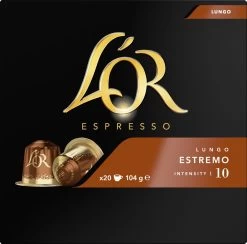 L'OR Lungo Estremo (10) - 10 X 20 Koffiecups -Koffie Kunst 1200x1187 4
