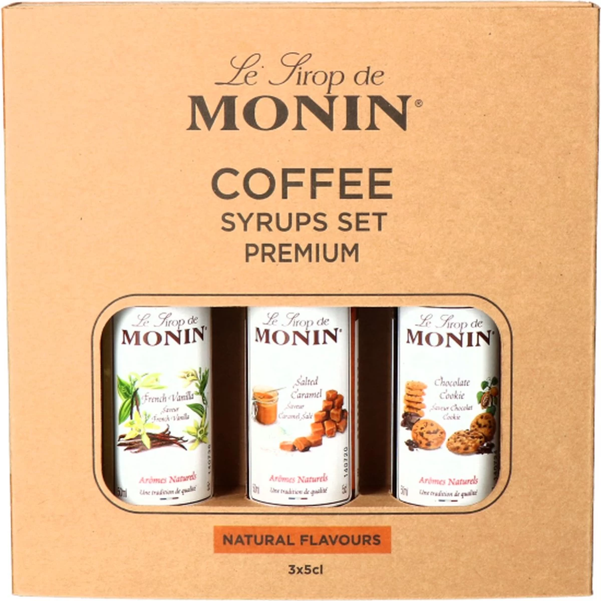 Monin Koffiesiropen MIX Set Klein 3x 5cl (Chocolate Cookie, Salted Caramel En Franse Vanille) 3 Monin Koffiesiropen MIX Set Klein 3x 5cl (Chocolate Cookie, Salted Caramel En Franse Vanille)
