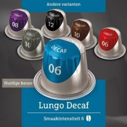Douwe Egberts Lungo Decaf Koffiecups - Intensiteit 6/12 - 10 X 10 Capsules -Koffie Kunst 1200x1200 56
