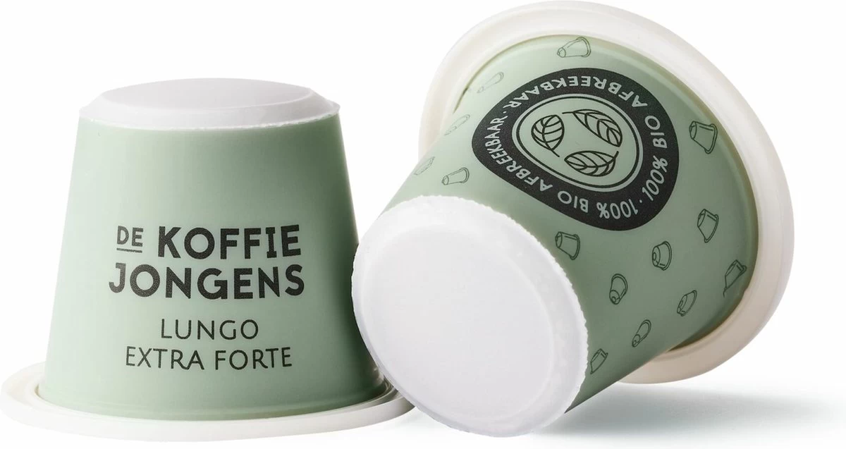 Nespresso Cups - De Koffiejongens - Lungo Extra Forte - 100% Biologisch Afbreekbaar - 60 Cups - 100% Nespresso Compatible 4 Nespresso Cups - De Koffiejongens - Lungo Extra Forte - 100% Biologisch Afbreekbaar - 60 Cups - 100% Nespresso Compatible - Afbeelding 2