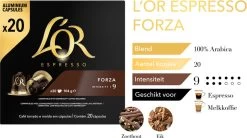 L'OR Espresso Forza Koffiecups - Intensiteit 9/12 - 10 X 20 Capsules 20 L'OR Espresso Forza Koffiecups - Intensiteit 9/12 - 10 X 20 Capsules -Koffie Kunst 1200x669