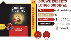 Douwe Egberts Lungo Original Koffiecups - Intensiteit 6/12 - 10 X 20 Capsules 14 Douwe Egberts Lungo Original Koffiecups - Intensiteit 6/12 - 10 X 20 Capsules -Koffie Kunst 1200x674