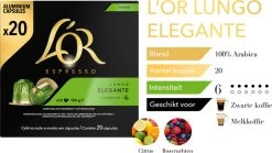 L'OR Lungo Elegante Koffiecups - Intensiteit 6/12 - 10 X 20 Capsules -Koffie Kunst 1200x677