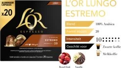 L'OR Lungo Estremo (10) - 10 X 20 Koffiecups -Koffie Kunst 1200x678 1
