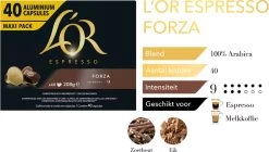L'OR Espresso Forza Koffiecups - Intensiteit 9/12 - 4 X 40 Capsules 10 L'OR Espresso Forza Koffiecups - Intensiteit 9/12 - 4 X 40 Capsules -Koffie Kunst 1200x678