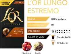 L'OR Lungo Estremo Koffiecups - Intensiteit 10/12 - 10 X 10 Capsules 19 L'OR Lungo Estremo Koffiecups - Intensiteit 10/12 - 10 X 10 Capsules -Koffie Kunst 1200x907