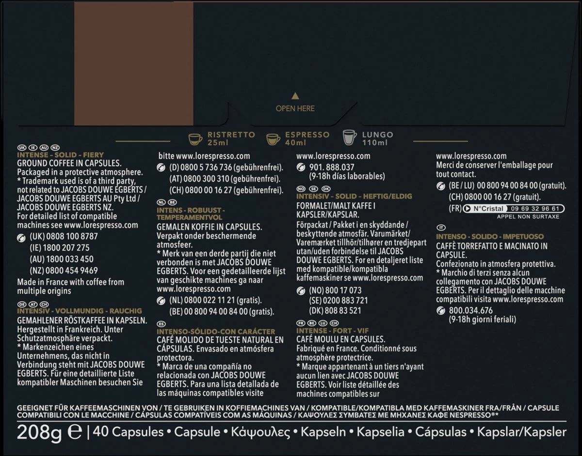L'OR Espresso Forza Koffiecups - Intensiteit 9/12 - 4 X 40 Capsules 4 L'OR Espresso Forza Koffiecups - Intensiteit 9/12 - 4 X 40 Capsules - Afbeelding 2