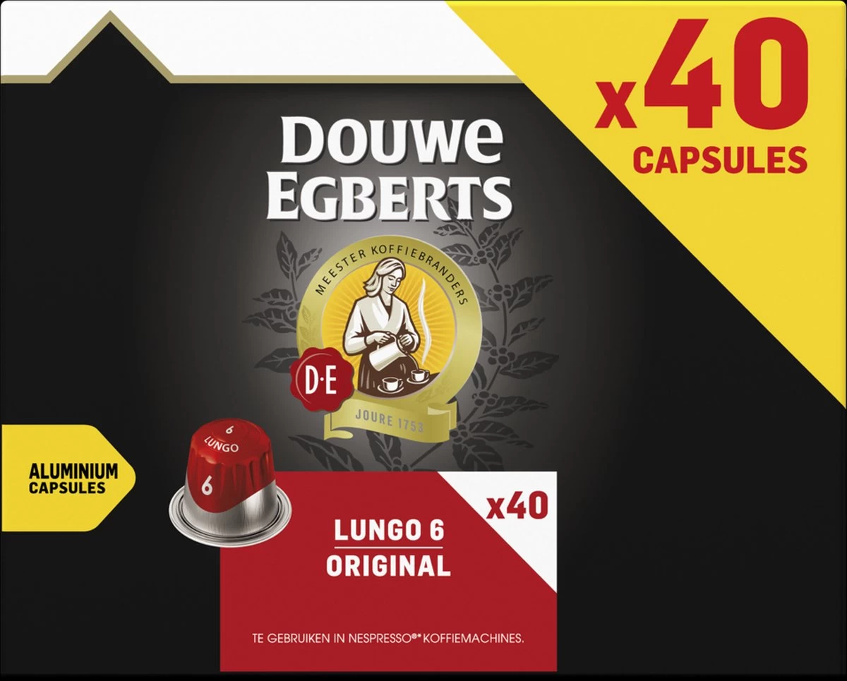 Douwe Egberts Lungo Original Koffiecups (6) - 5 X 40 Koffiecups 7 Douwe Egberts Lungo Original Koffiecups (6) - 5 X 40 Koffiecups - Afbeelding 5