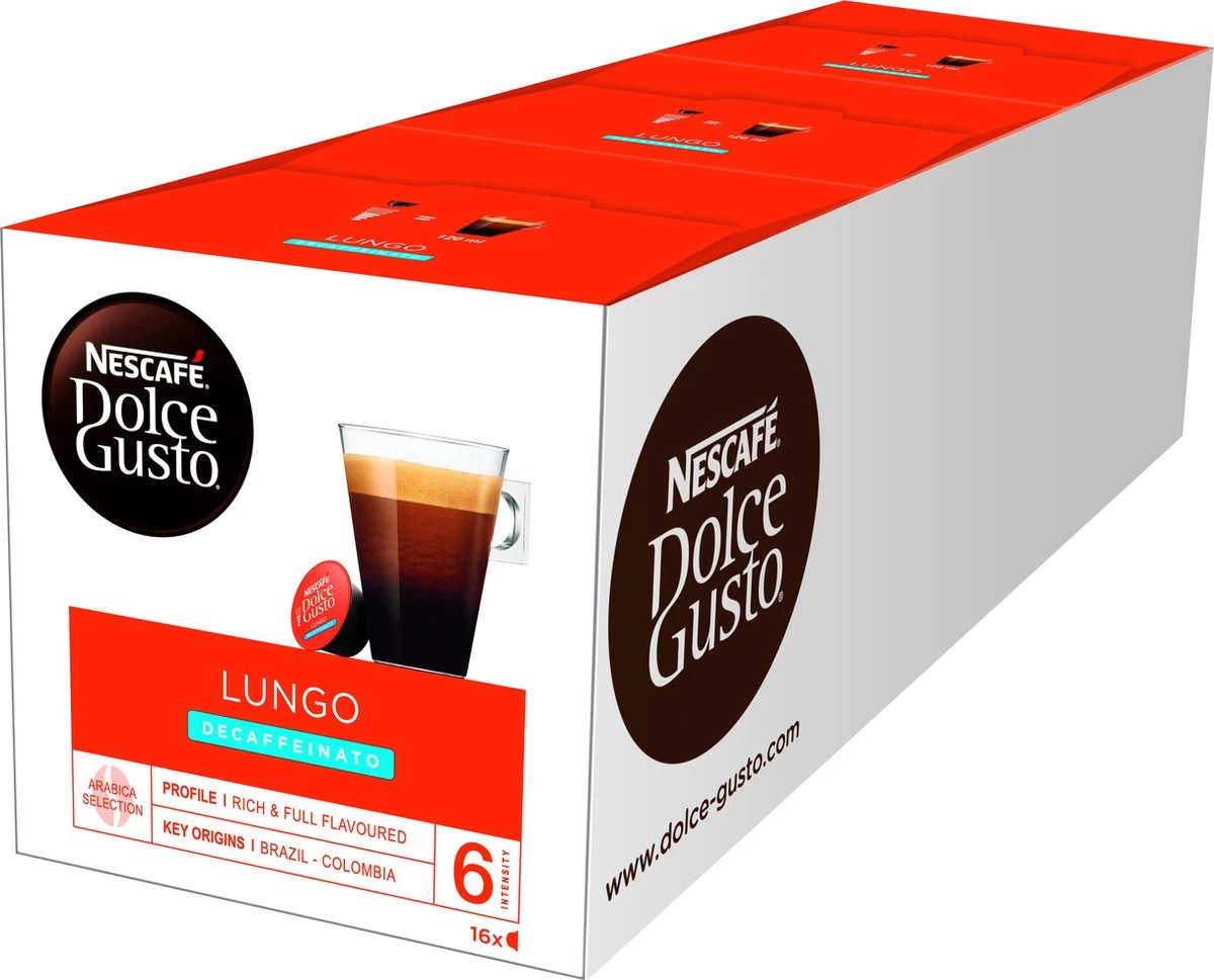 Nescafé Dolce Gusto Lungo Decafé Capsules - 48 Koffiecups 4 Nescafé Dolce Gusto Lungo Decafé Capsules - 48 Koffiecups - Afbeelding 2