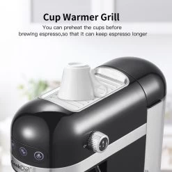 1350W 2 Cup Black Espresso Machine 20 Bar Compact Coffee Maker -Koffie Kunst 1350W 2 Cup Black Espresso Machine 20 Bar Compact Coffee Maker 3