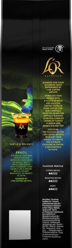 L'OR Espresso Origins Brazil Koffiebonen (6) - 4 X 500 Gram 12 L'OR Espresso Origins Brazil Koffiebonen (6) - 4 X 500 Gram -Koffie Kunst 352x1200