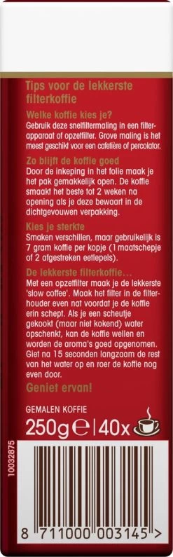 Douwe Egberts Aroma Rood Filterkoffie - 24 X 250 Gram -Koffie Kunst 373x1200