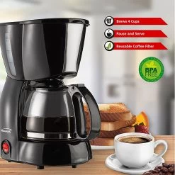 4 Cup Coffee Maker In Black -Koffie Kunst 4 Cup Coffee Maker in Black 4