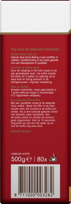 Douwe Egberts Aroma Rood Grove Maling Filterkoffie - 6 X 500 Gram 12 Douwe Egberts Aroma Rood Grove Maling Filterkoffie - 6 X 500 Gram -Koffie Kunst 421x1200