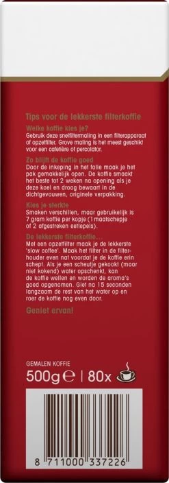 Douwe Egberts Aroma Rood Donker Filterkoffie - 6 X 500 Gram -Koffie Kunst 421x1200 5