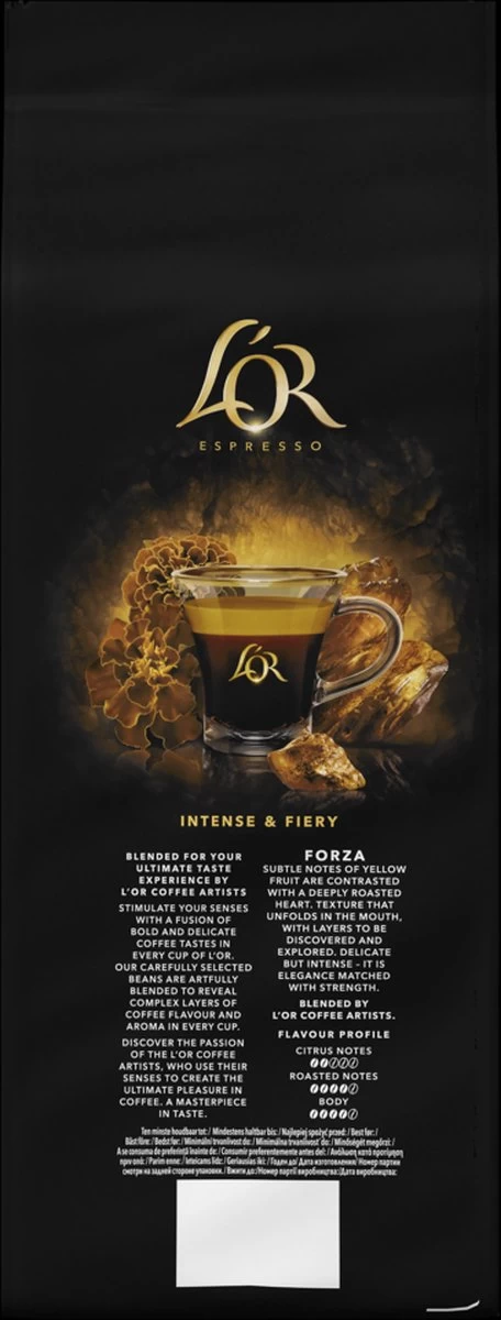 L'OR Forza Koffiebonen (9) - 4x 1000 Gram 4 L'OR Forza Koffiebonen (9) - 4x 1000 Gram - Afbeelding 2