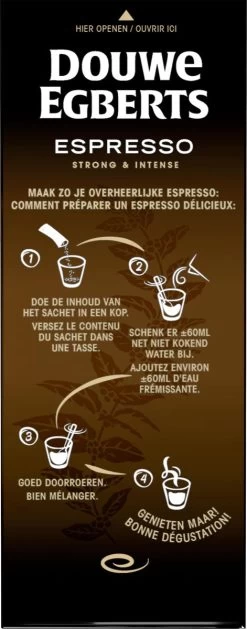 Douwe Egberts Espresso Sticks Oploskoffie - 6 X 25 Zakjes 13 Douwe Egberts Espresso Sticks Oploskoffie - 6 X 25 Zakjes -Koffie Kunst 471x1200