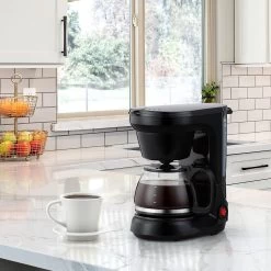 5CUP Coffee Maker - Space-Saving Design, Auto Pause And Serve, Removable Filter Basket, BLACK -Koffie Kunst 5CUP Coffee Maker Space Saving Design2C Auto Pause and Serve2C Removable Filter Basket2C BLACK 2