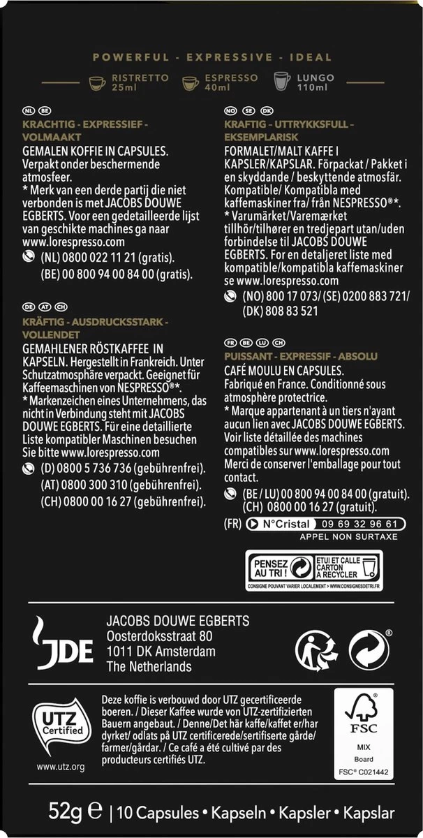 L'OR Espresso Ristretto (11) - 10 X 10 Koffiecups 4 L'OR Espresso Ristretto (11) - 10 X 10 Koffiecups - Afbeelding 2