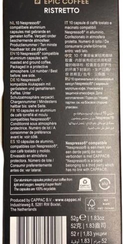 100 Capsules Epic Coffee - Ristretto - Nespresso® Compatible Aluminium Capsules - RFA Keurmerk - Doos 100 Stuks -Koffie Kunst 606x1200 5