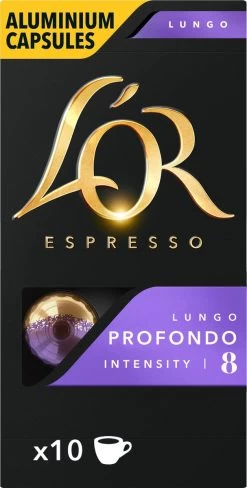 L'OR Lungo Profondo Koffiecups - Intensiteit 8/12 - 10 X 10 Capsules -Koffie Kunst 607x1200 10