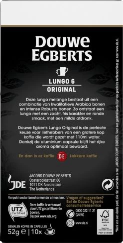 Douwe Egberts Lungo Original Koffiecups - Intensiteit 6/12 - 10 X 10 Capsules 13 Douwe Egberts Lungo Original Koffiecups - Intensiteit 6/12 - 10 X 10 Capsules -Koffie Kunst 607x1200 6