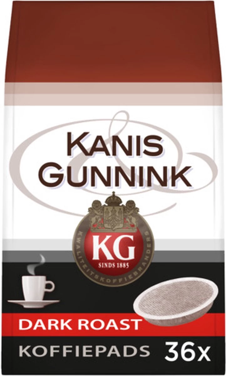 Kanis & Gunnink Dark Roast Koffiepads - 10 X 36 Pads 4 Kanis & Gunnink Dark Roast Koffiepads - 10 X 36 Pads - Afbeelding 2