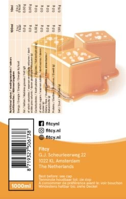 Fitcy | Koffiesiroop | Salted Caramel | Barista Syrup | Zero | Vegan | Vetvrij | Suikervrij | Keto-vriendelijk | Koffie | Siroop | MET DOSEERPOMP | 1L -Koffie Kunst 764x1200