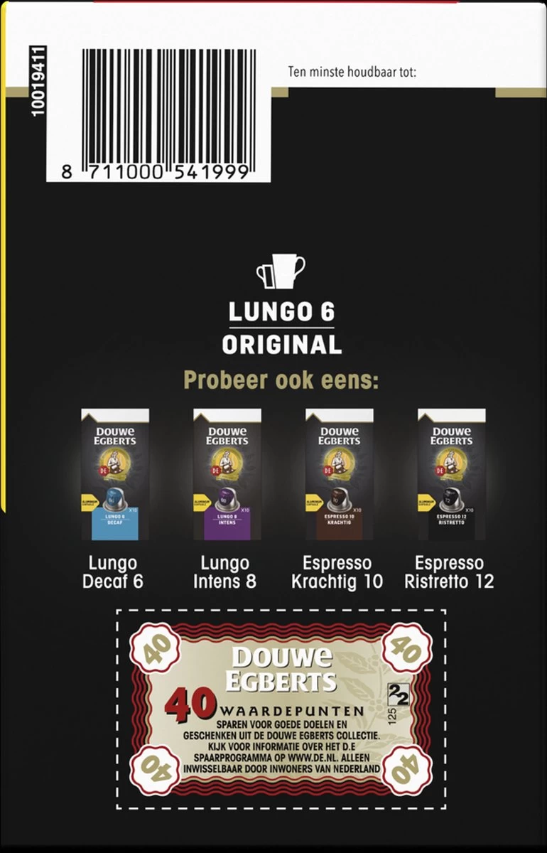 Douwe Egberts Lungo Original Koffiecups (6) - 5 X 40 Koffiecups 5 Douwe Egberts Lungo Original Koffiecups (6) - 5 X 40 Koffiecups - Afbeelding 3