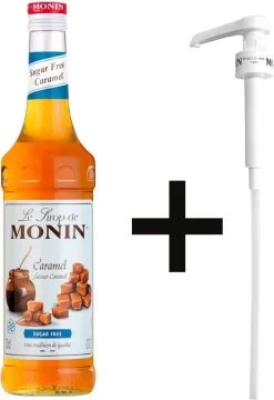 Monin Caramel Suikervrij 70cl Koffiesiroop Met Doseer Pompje