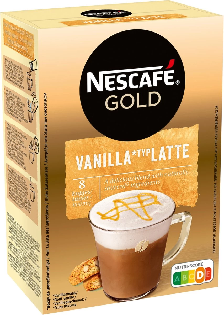 Nescafé Gold Latte Vanille Oploskoffie - 6 Doosjes à 8 Zakjes 4 Nescafé Gold Latte Vanille Oploskoffie - 6 Doosjes à 8 Zakjes - Afbeelding 2