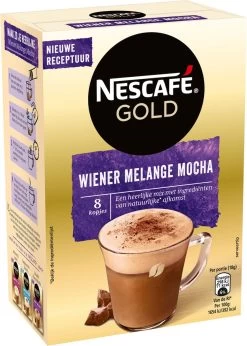 Nescafé Gold Wiener Melange Mocha Oploskoffie - 6 Doosjes à 8 Zakjes -Koffie Kunst 856x1200