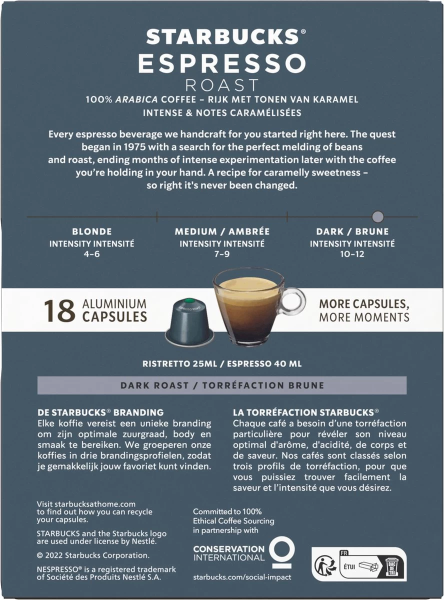 Starbucks By Nespresso Capsules Espresso Roast - 7 Doosjes à 18 Koffiecups 4 Starbucks By Nespresso Capsules Espresso Roast - 7 Doosjes à 18 Koffiecups - Afbeelding 2