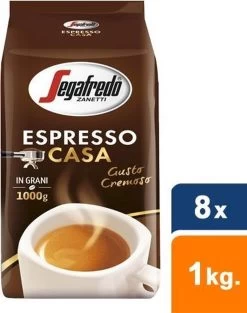 Segafredo Espresso Casa Koffiebonen - 8 X 1 Kg -Koffie Kunst 947x1200 1