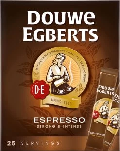 Douwe Egberts Espresso Sticks Oploskoffie - 6 X 25 Zakjes 15 Douwe Egberts Espresso Sticks Oploskoffie - 6 X 25 Zakjes -Koffie Kunst 954x1200