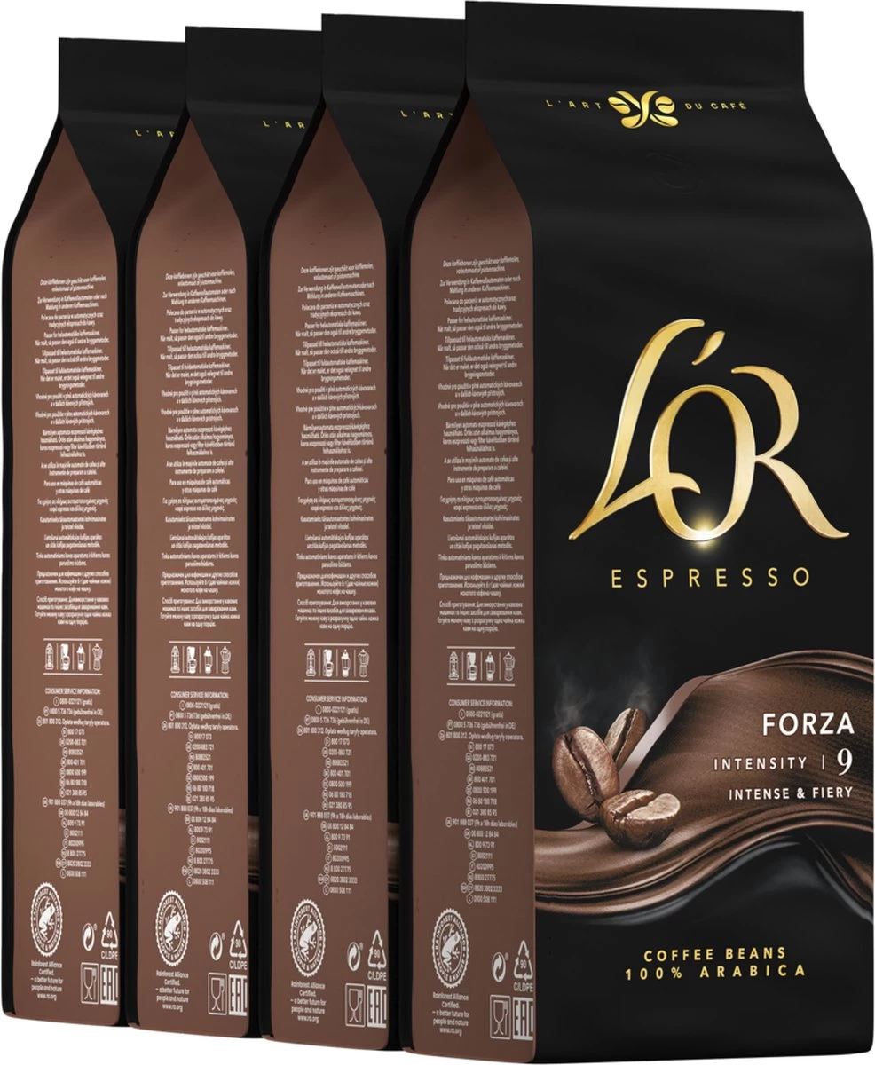 L'OR Forza Koffiebonen (9) - 4x 1000 Gram 3 L'OR Forza Koffiebonen (9) - 4x 1000 Gram