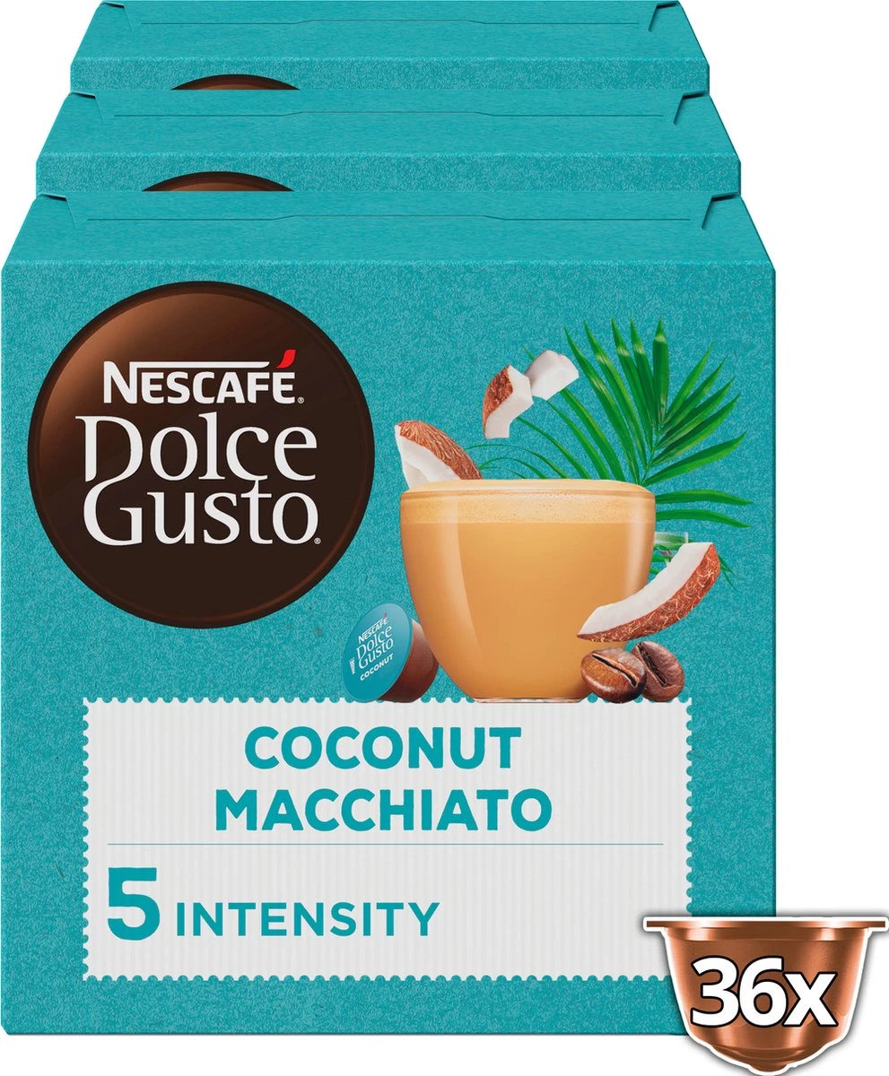 Nescafé Dolce Gusto Coconut Macchiato Capsules - Vegan Koffie - 36 Koffiecups 4 Nescafé Dolce Gusto Coconut Macchiato Capsules - Vegan Koffie - 36 Koffiecups - Afbeelding 2